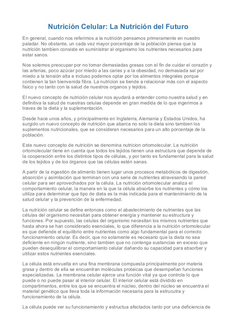 Nutricion ortomolecular dieta Nutricion ortomolecular dieta